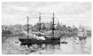 Government House och HMS Nelson, Sydney, New South Wales, Australien, 1886.