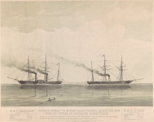 HMS "Basilisk" och HMS "Niger" den 20 juni 1849, ca 1849 (litografi) av J. R. Jobbins