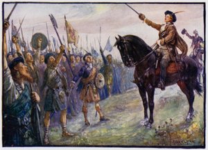Den 25-åriga Bonnie Prince Charlie talar till sina trupper, Jacobite Rising of 1745