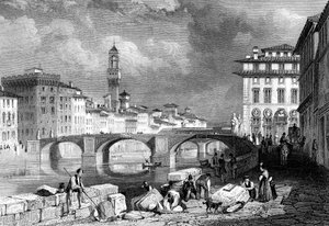 Ponte Santa Trinita, Florens, Italien, 1800-talet.