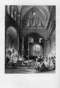 Ingången till den heliga graven, Jerusalem, Israel, 1841.
