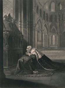 Lewis VII., kung av Frankrike, före Beckets grav, mitten av 1800-talet. av J. Rogers