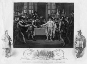 Oliver Cromwell 1599-1654 upplöser det långa parlamentet, 1800-talet.
