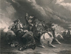 Sir William Russell vid slaget vid Zutphen, 1586, c1830-talet. av J. Rogers