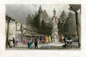 Fiskmarknaden, Antwerpen, Belgien, 1800-talet.