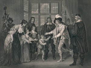 Intervjun av Charles I med sina barn, 1649, början av mitten av 1800-talet. av J. Rogers