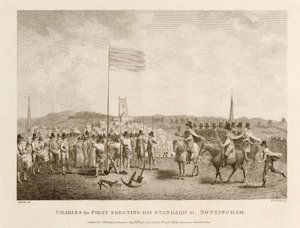 Charles den förste som reser sin standard i Nottingham av J. Throsby