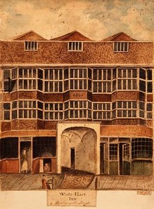 White Hart Inn, Bishopsgate Street, ca 1810 av J. Williams