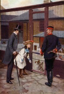 Ethel hittar Scamp (färg litho) av J. Williamson