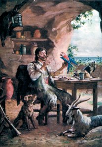 Robinson Crusoe (färg litho)