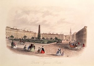 Queen Square, Bath, graverad av J. Shury, c.1840 av J. after Appleby