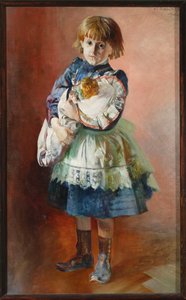 Porträtt av Julia, konstnärens dotter, med en docka av Jacek Malczewski