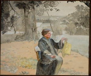 Porträtt av systern Helena i trädgården av Jacek Malczewski