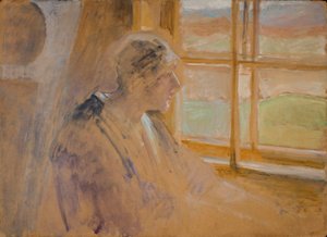 Skiss av en kvinnlig figur vid ett fönster av Jacek Malczewski