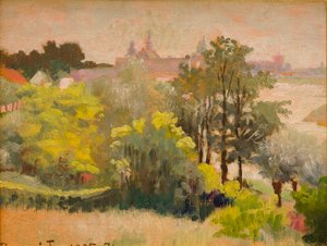 Utsikt över Kraków från Zwierzyniec av Jacek Malczewski