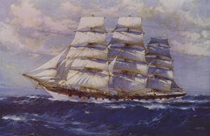 Segelfartyg Taranaki (färg litho)