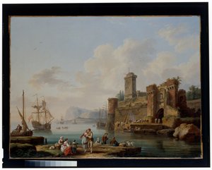 En hamnscene av Jacob Philippe Hackert