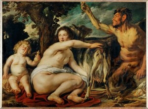 Jupiter enfant nourri par la chevre Amalthee - Jupiterbarnet som ammades av geten Amalthea ... av Jacob (studio of) Jordaens
