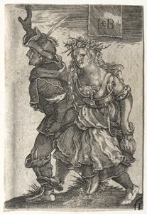 Ett dansande par bönder. av Jacob Binck