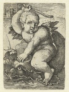 Putto på delfin