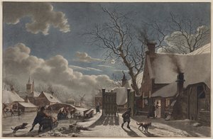 Vinternatt i en holländsk stad, 1797. av Jacob Cats