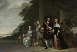 Pieter Cnoll, Cornelia van Nijenrode, deras döttrar och två förslavade tjänare Pieter Cnoll och Cornelia van Nijenrode, deras två döttrar Catharina och Hester, den förslavade Surapati och en förslavad kvinna av Jacob Coeman