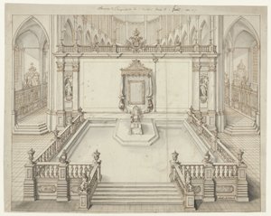 Tronsalen i St. Bavokerk i Gent för invigningen av Karl VI, tysk kejsare, 1717 av Jacob Colin
