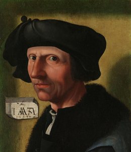 Porträtt av Jacob Cornelisz van Oostsanen (ca 1472/77-1528/33) av Jacob Cornelisz van Oostsanen (workshop of)