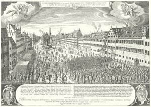 Staden Augsburg hyllar Gustavus Adolphus av Sverige av Jacob Custodis