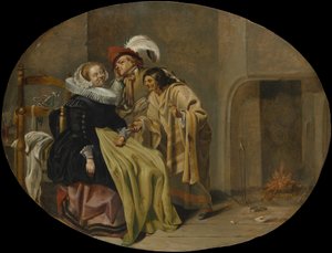 Ett par i en interiör med en zigensk spåkvinna, ca. 1632-33.