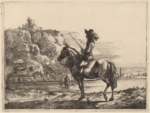 Flodlandskap med ryttare av Jacob Duck
