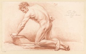Knästående man naken, sidovy (2:a pris 1797)