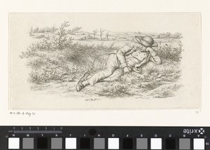 Liggande man i ett landskap Studietryck / Etudes gravées (serietitel) av Jacob Ernst Marcus