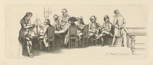 Män i ett kafé med ett biljardrum, 1814 av Jacob Ernst Marcus
