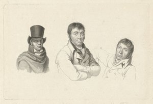Porträtt av Jan Kamphuysen, Dirk Versteegh och Hendrik de Flines av Jacob Ernst Marcus