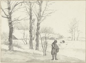 Snölandskap med stående man