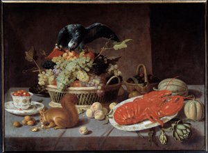 Stilleben med ekorren. Målning av Jacob Fopsen Van Es (v.1596-1666) Ec. Flam.