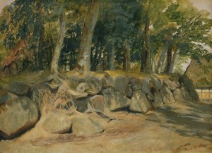 Stenmuren i Sottorf, 1839 (olja på papper på kort)
