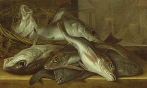 Ett stilleben av fisk av Jacob Gillig