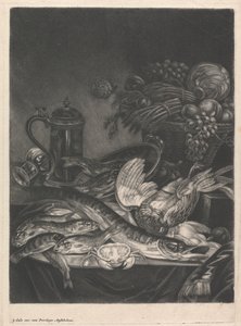 Stilleben med fisk och fjäderfä av Jacob Gole