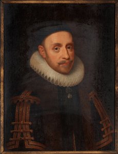 Gustav II Adolf av Sverige (1594-1632) - Målning av Jacob Hoefnagel (1575-cirka 1630), olja på trä (65x48 cm)