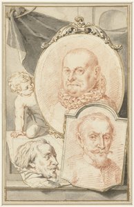 Porträtt av Roelant Savery, Frans Snijders och Theodoor Rombouts