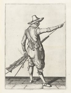 Musketör som tar bort ramstång, ca 1600