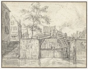 Oude Haarlemmersluis (gamla Haarlem-slussen) vid Martelaarsgracht, Amsterdam av Jacob van Ruisdael