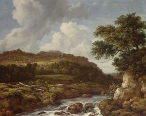 Bergigt landskap med en torrent