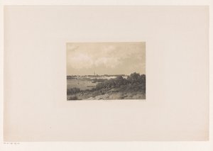 Landskap med by vid horisonten
