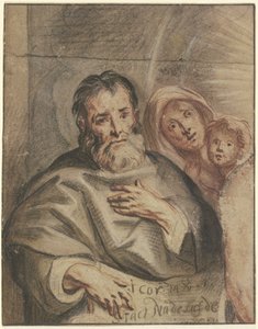 Gammal man med ung kvinna och litet barn (Heliga familjen?) av Jacob Jordaens