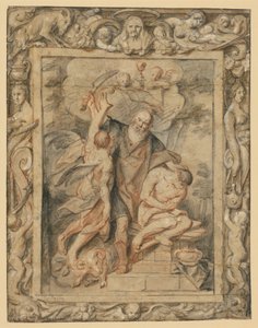 Offret av Isak (1 Mos. 22:1–12) i en figurativ bordyr av Jacob Jordaens