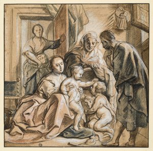 Den heliga familjen med Elisabet och Johannesbarnet av Jacob Jordaens