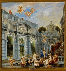 Gudinnor och nymfer efter ett bad ... (målning på duk) av Jacob Jordaens